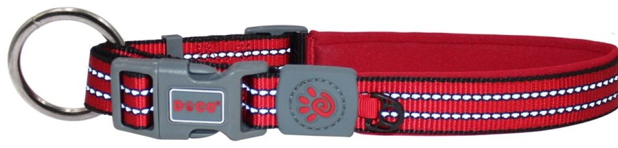 Hunting Doco Collars, Harnesses, & Leashes | Doco Vario O-Ring Collar With Reflective Stitching - Large Red