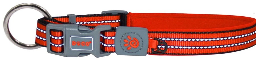 Hunting Doco Collars, Harnesses, & Leashes | Doco Vario O-Ring Collar With Reflective Stitching - Large Red