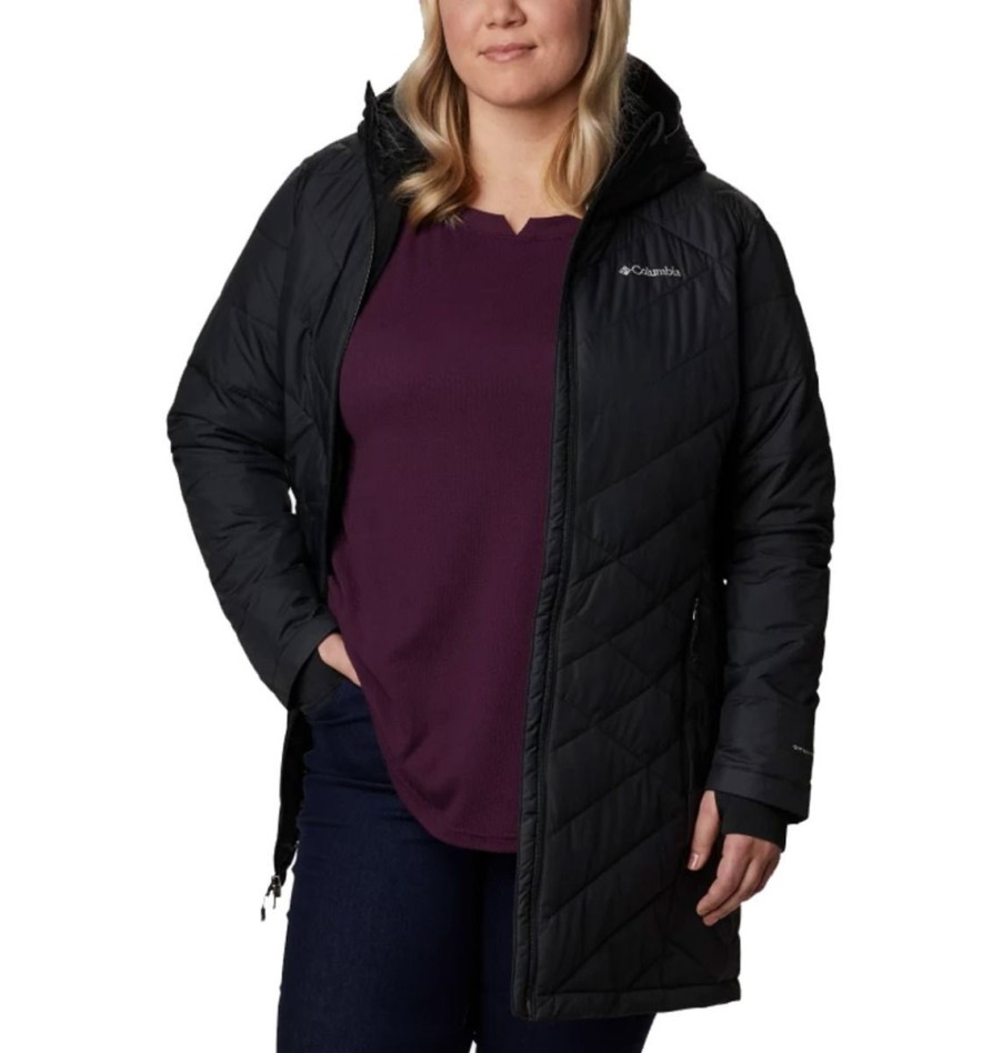 Clothing Columbia Jackets | Columbia Women'S Heavenly Long Hooded Jacket Plus Size - Black