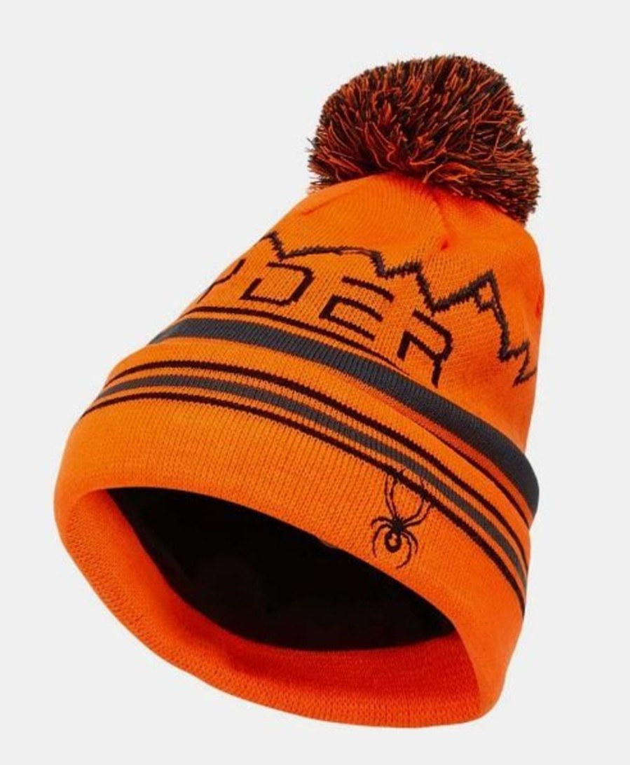 Clothing Spyder Kids' Accessories | Spyder Boys Mini Icebox Pom Hat - Bryte Orange