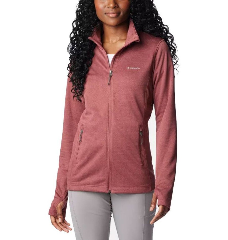 Clothing Columbia Jackets | Columbia Womens' Park View Grid Full-Zip Fleece Heather Beetroot