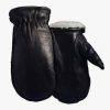 Clothing North Star Fur Gloves & Mittens | North Star Fur Pile Lined Deerskin Mitten - Black