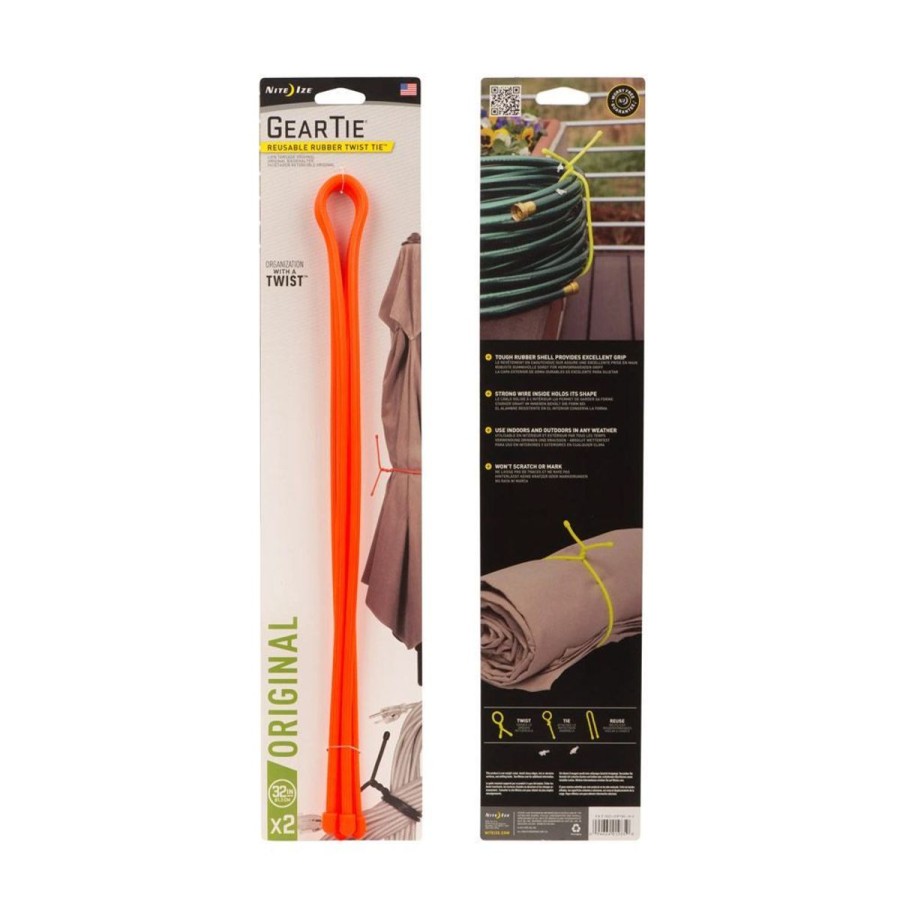 Camping Nite Ize | Nite Ize Reusable Rubber Twist Tie 2Pk Orange