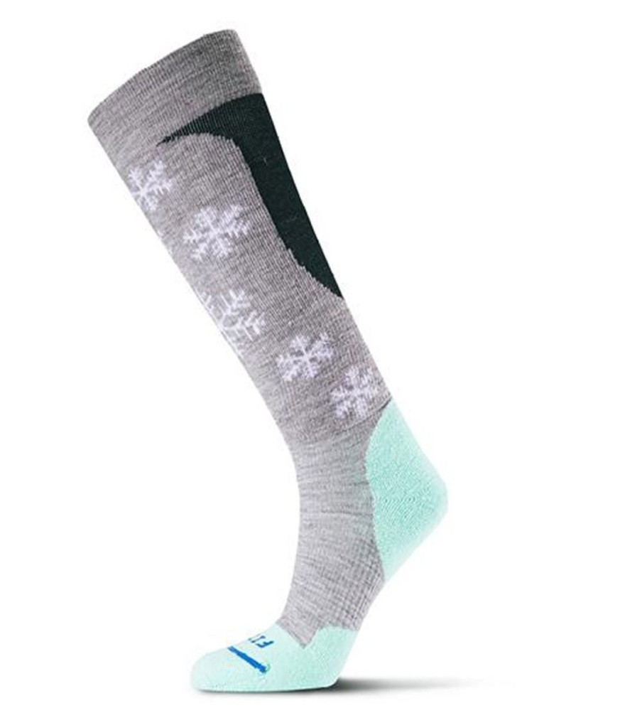 Footwear Fits Socks Men'S Socks | Fits Socks Light Ski Otc Snowflakes Sock - Light Grey