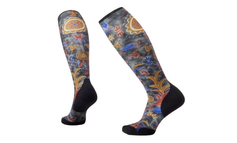 Footwear Smartwool Women'S Socks | Smartwool Women'S Ski Target Cushion - Royal Floral Black