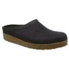 Footwear Haflinger Men'S Casual Shoes | Haflinger Men'S Haflinger Gzl Wool Clog Leather Trim - Charcoal 43