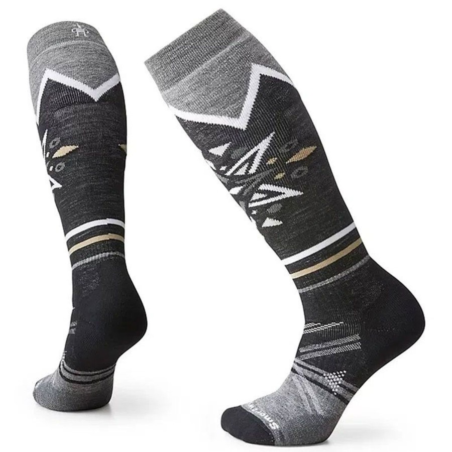 Footwear Smartwool Women'S Socks | Smartwool Womens' Ski Full-Cushion Mountain Snowflake Pattern Over-The-Calf Sock - Black