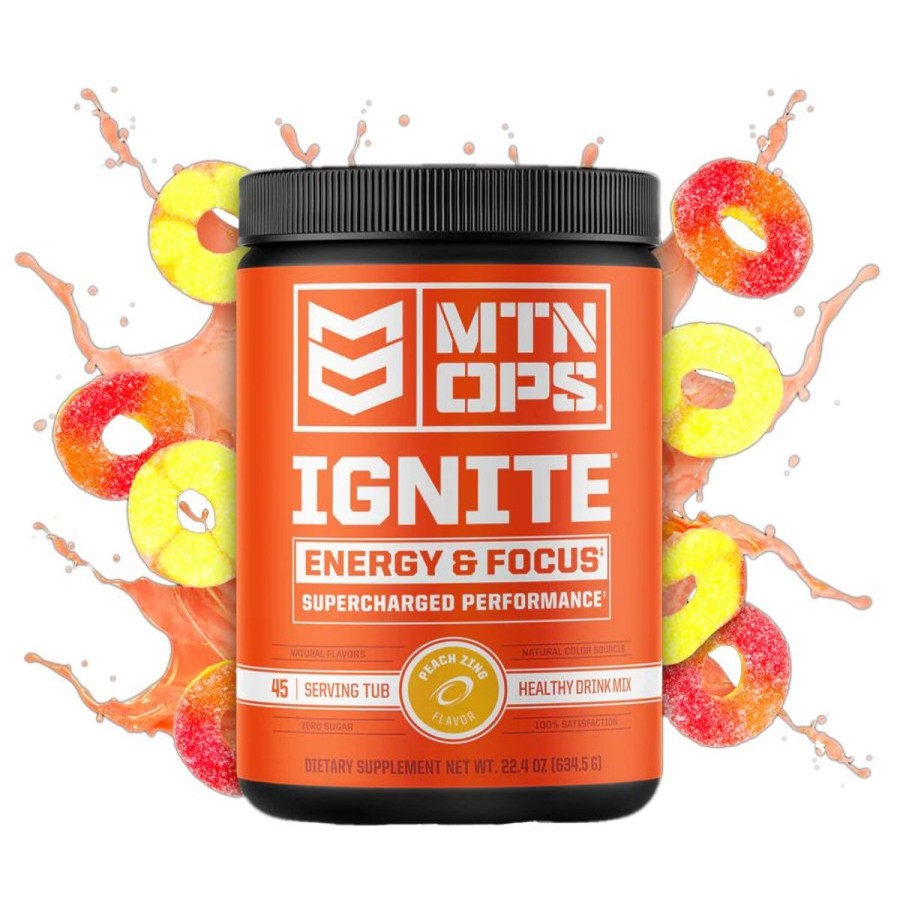 Camping Mtn Ops Camp Food | Mtn Ops Ignite - Supercharged Energy & Focus Supplement - Peach Zing Flavor