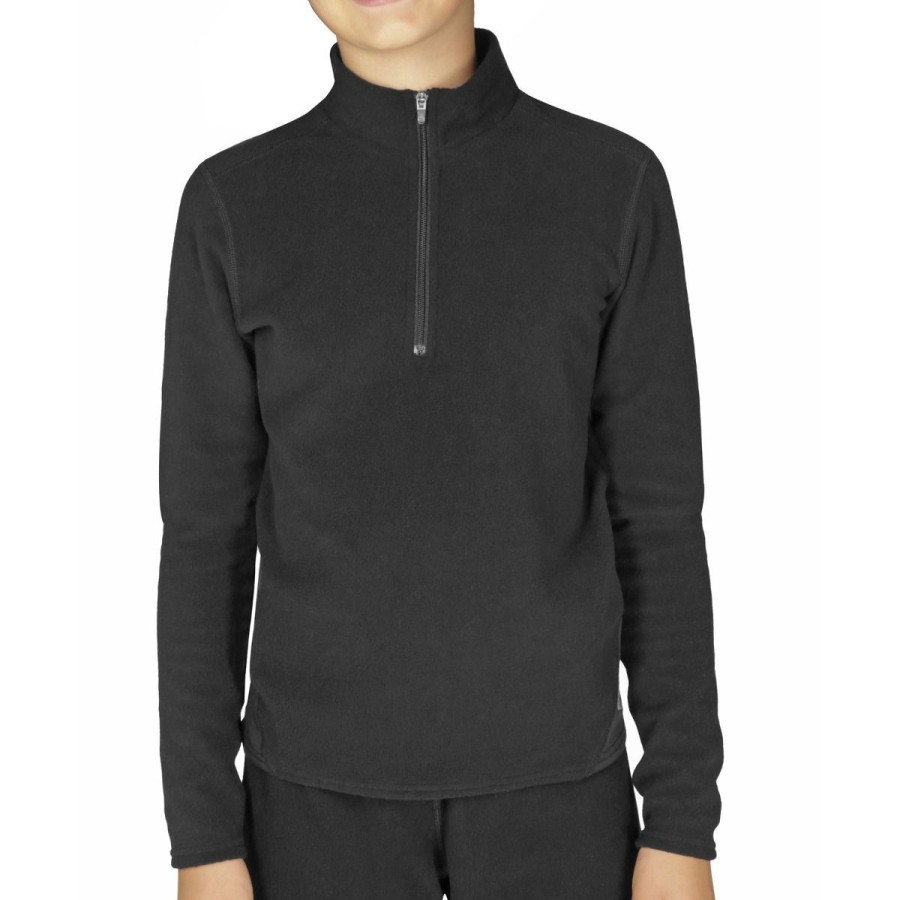 Clothing Hot Chillys Boys' Clothing | Hot Chillys Youth La Montana Zip-T Turtleneck - Black/Black