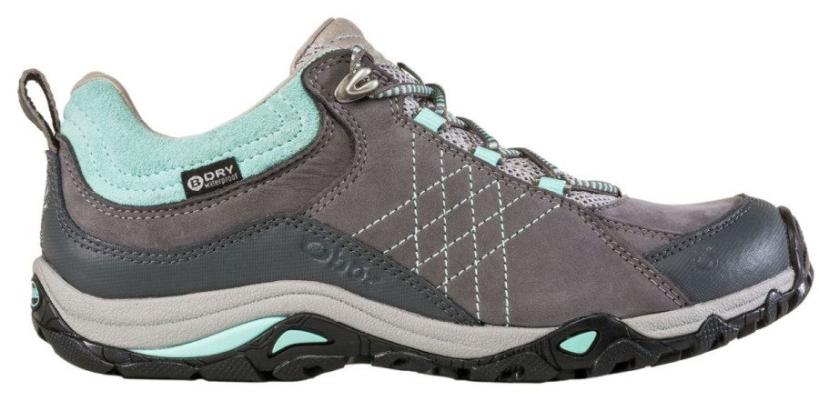 Footwear Oboz Women'S Hiking Shoes | Oboz Women'S Oboz Sapphire Low Waterproof Hiking Shoes - Charcoal / Beach Glass Char/Beach Glass