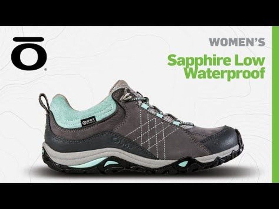 Footwear Oboz Women'S Hiking Shoes | Oboz Women'S Oboz Sapphire Low Waterproof Hiking Shoes - Charcoal / Beach Glass Char/Beach Glass