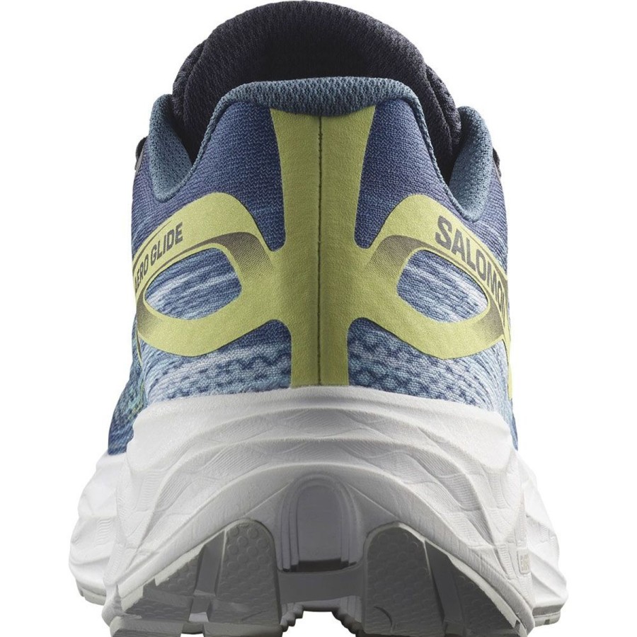 Footwear Salomon Men'S Athletic Shoes | Salomon Mens' Aero Glide Running Shoes - Blue Ashes / Dark Sapphire / Sunny Lime