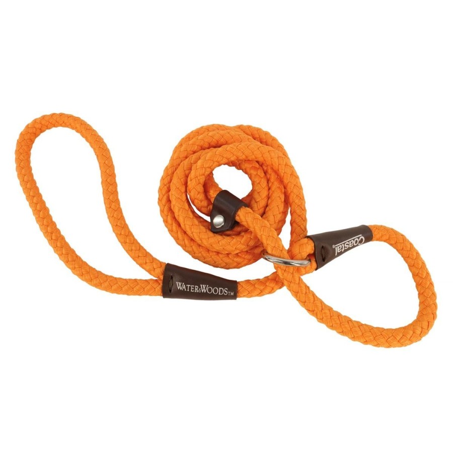 Hunting Water&wood Collars, Harnesses, & Leashes | Water&Wood Braided Rope Dog Slip Leashes Safety Orange