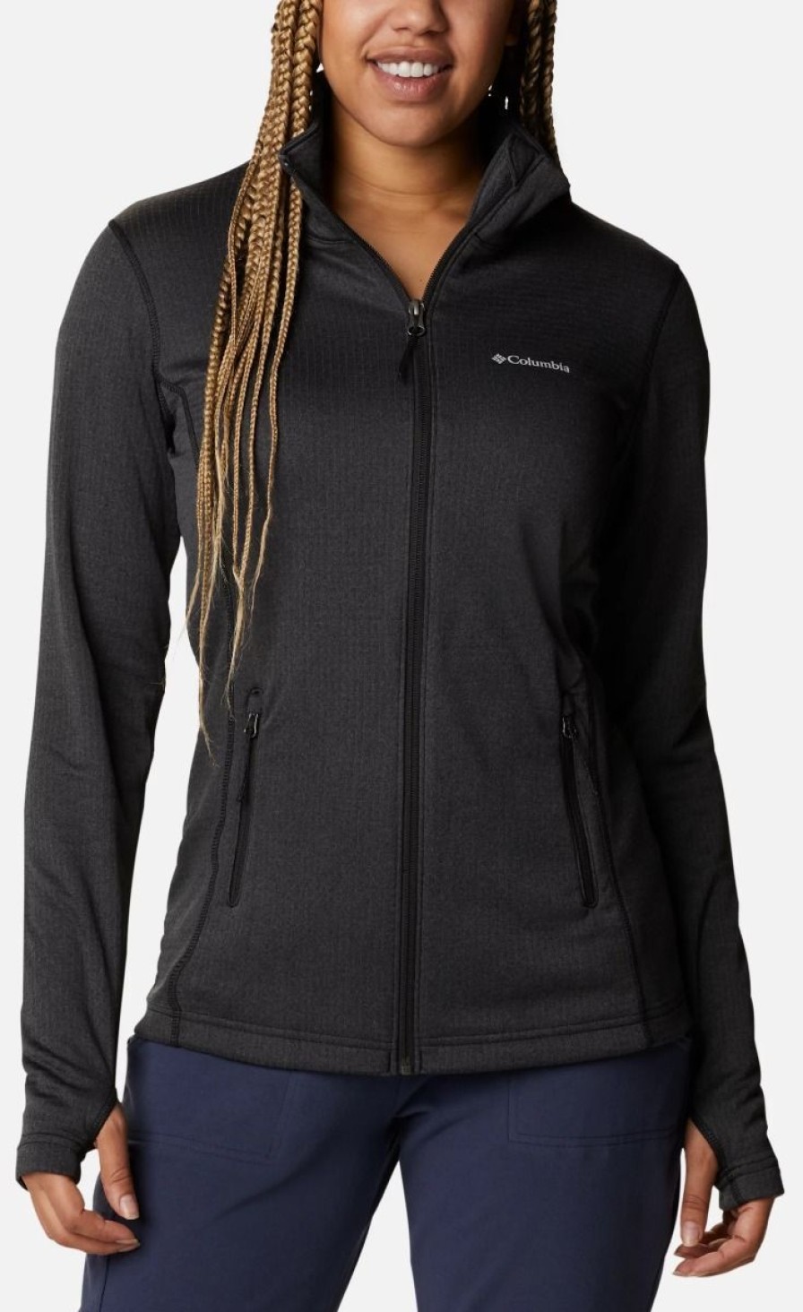 Clothing Columbia Sweaters | Columbia Women'S Park View Grid Full Zip Fleece Pullover - Black Heather