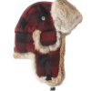 Clothing Mad Bomber Accessories | Mad Bomber Wool Maroon Plaid W/Brown Fur