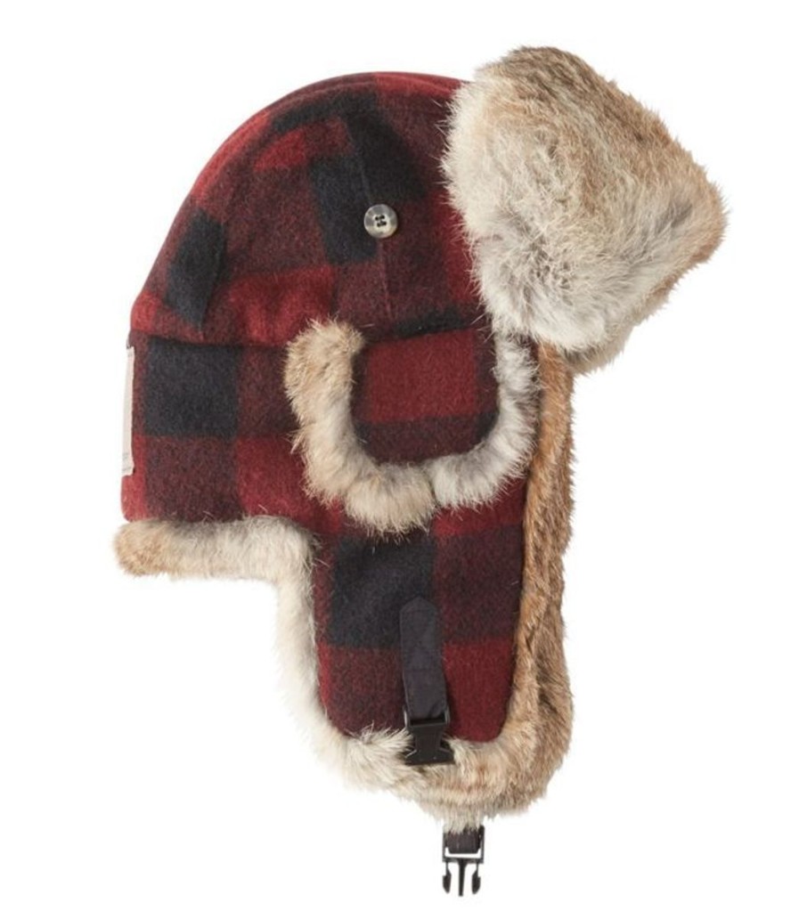 Clothing Mad Bomber Accessories | Mad Bomber Wool Maroon Plaid W/Brown Fur