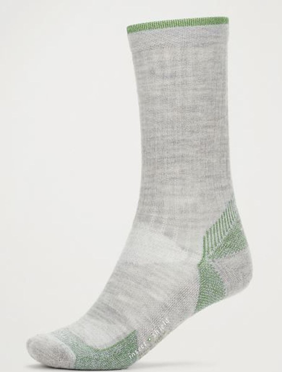 Footwear Exofficio Men'S Socks | Exofficio Men'S Bugs Away Solstice Canyon Crew Sock - Sleet Heather/Alpine Green