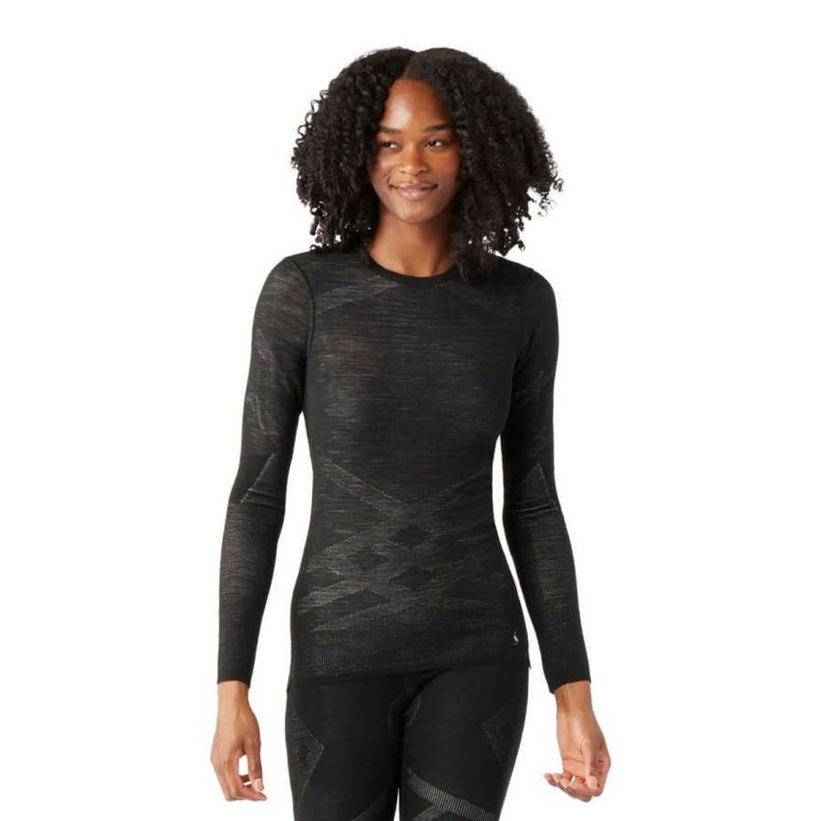 Clothing Smartwool Baselayers | Smartwool Women'S Intraknit Merino 200 Crew - Black-White