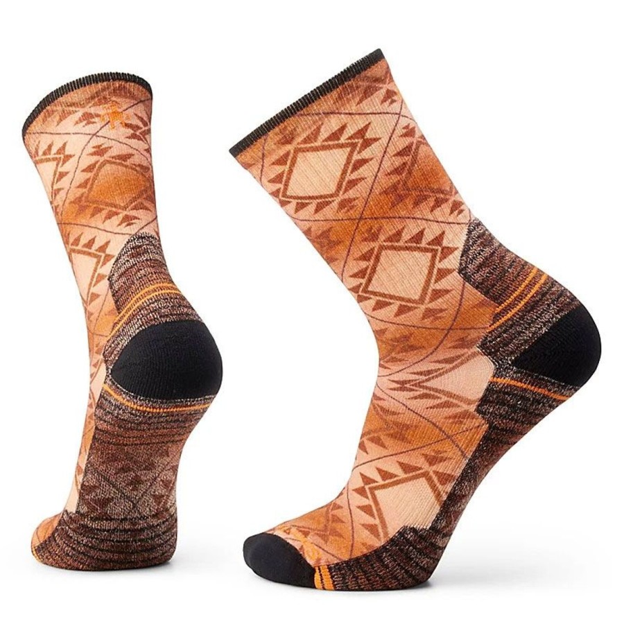 Footwear Smartwool Men'S Socks | Smartwool Hike Light Cushion Southwest Tile Print Crew Sock Orange Rust