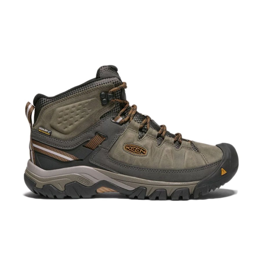 Footwear Keen Men'S Hiking Boots | Keen Men'S Keen Targhee Iii Waterproof Mid Wide Hiking Boots - Black Olive/Golden Brown