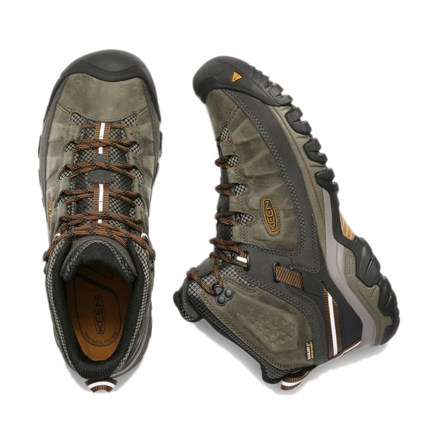 Footwear Keen Men'S Hiking Boots | Keen Men'S Keen Targhee Iii Waterproof Mid Wide Hiking Boots - Black Olive/Golden Brown