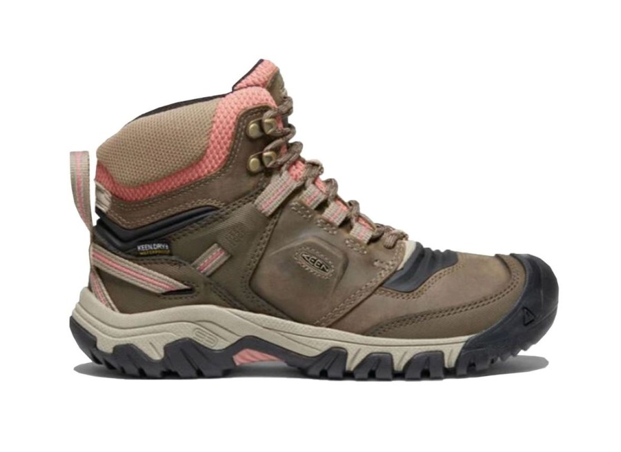 Footwear Keen Women'S Hiking Boots | Keen Women'S Keen Ridge Flex Waterproof Boot - Timberwolf/Brick Dust